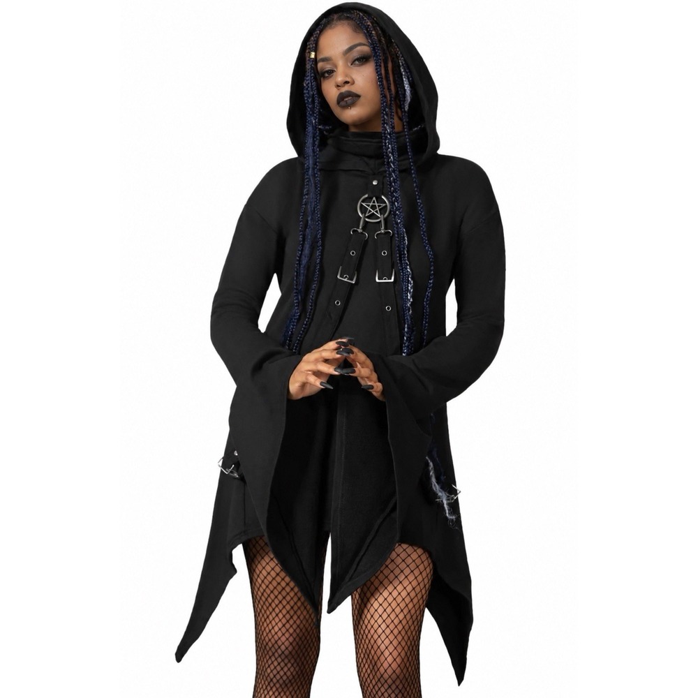 Killstar Potionmaster Cloak Black Gothic Pentagram Hooded Jacket Size Medium